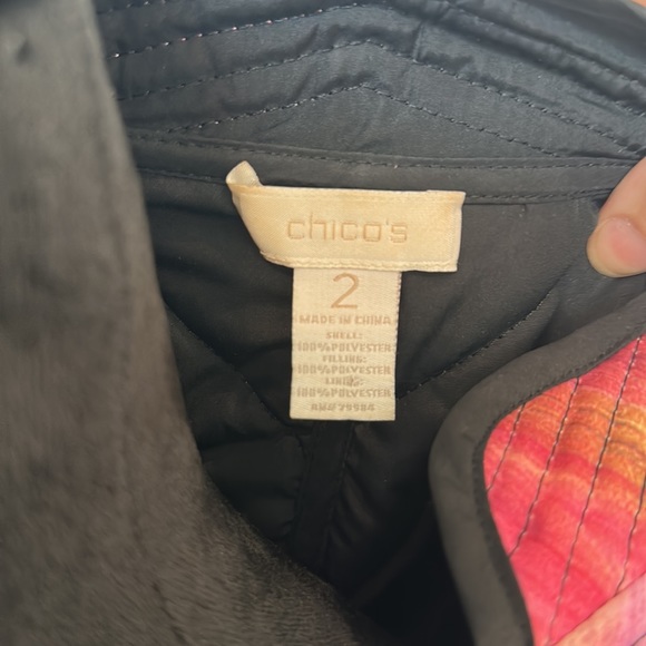 Chico's Multicolor Pink Tones Quilted Light Weight Open Front Coat - Picture 6 of 7